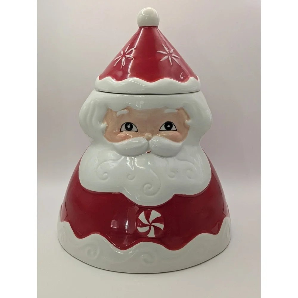 Johanna Parker Magenta Carnival Cottage Santa Claus Canister Cookie Jar Ceramic